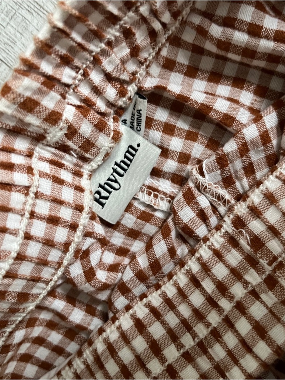 Rhythm Checked Wide-Leg Elastic Waist Pants in Brown & White size US 6 - Picture 5 of 7